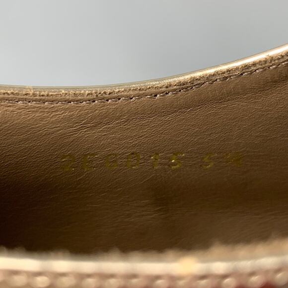 PRADA Size 6.5 Gold Leather Perforated Wingtip Lace Up Shoes main image 4